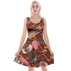 Sweet Food Seamless Pattern Reversible Velvet Sleeveless Dress