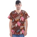 Sweet Food Seamless Pattern Men s V-Neck Scrub Top View1