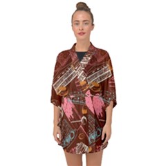 Sweet Food Seamless Pattern Half Sleeve Chiffon Kimono