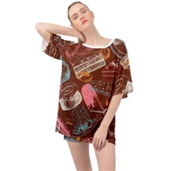 Sweet Food Seamless Pattern Oversized Chiffon Top by Paksenen