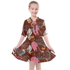 Sweet Food Seamless Pattern Kids  All Frills Chiffon Dress