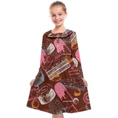 Sweet Food Seamless Pattern Kids  Midi Sailor Dress