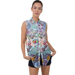 Supersonicangeldream Sleeveless Chiffon Button Shirt