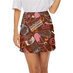 Sweet Food Seamless Pattern Mini Front Wrap Skirt