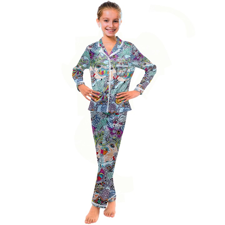 Supersonicangeldream Kids  Satin Long Sleeve Pajamas Set