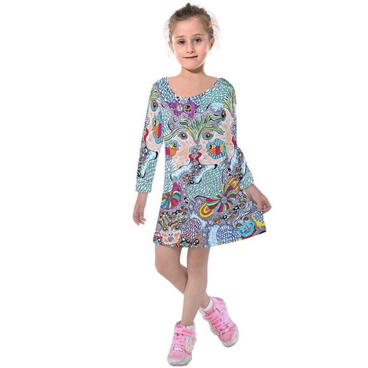 Supersonicangeldream Kids  Long Sleeve Velvet Dress