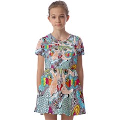 Supersonicangeldream Kids  Short Sleeve Pinafore Style Dress