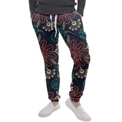 Retro Texture With Orange Flowers Floral Men s Jogger Sweatpants