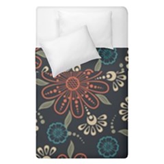 Retro Texture With Orange Flowers Floral Duvet Cover Double Side (single Size)