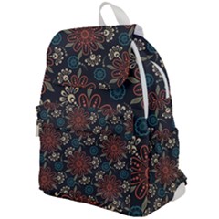 Retro Texture With Orange Flowers Floral Top Flap Backpack