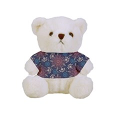 Retro Texture With Orange Flowers Floral Full Print Cuddly Teddy Bear by Paksenen