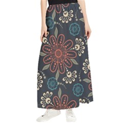 Retro Texture With Orange Flowers Floral Maxi Chiffon Skirt