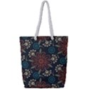 Retro Texture With Orange Flowers Floral Full Print Rope Handle Tote (Small) View1