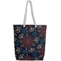 Retro Texture With Orange Flowers Floral Full Print Rope Handle Tote (Small) View2