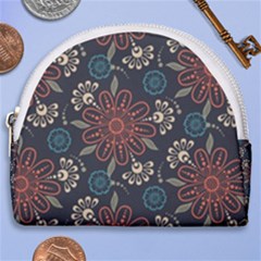 Retro Texture With Orange Flowers Floral Horseshoe Style Canvas Pouch