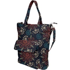 Retro Texture With Orange Flowers Floral Shoulder Tote Bag