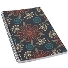 Retro Texture With Orange Flowers Floral 5 5  X 8 5  Notebook