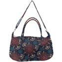 Retro Texture With Orange Flowers Floral Removable Strap Handbag View2