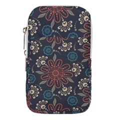 Retro Texture With Orange Flowers Floral Waist Pouch (large)