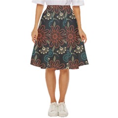 Retro Texture With Orange Flowers Floral Classic Short Skirt