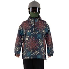 Retro Texture With Orange Flowers Floral Men s Ski And Snowboard Waterproof Breathable Jacket