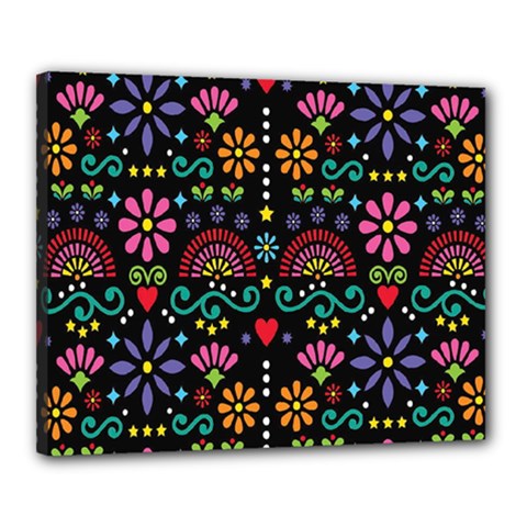 Mexican Folk Art Seamless Pattern Colorful Canvas 20  X 16  (stretched) by Paksenen