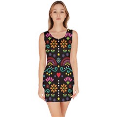 Mexican Folk Art Seamless Pattern Colorful Bodycon Dress