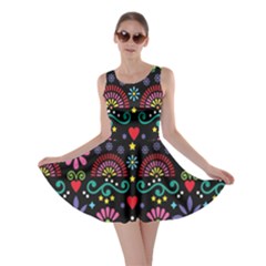 Mexican Folk Art Seamless Pattern Colorful Skater Dress