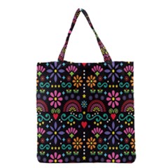 Mexican Folk Art Seamless Pattern Colorful Grocery Tote Bag