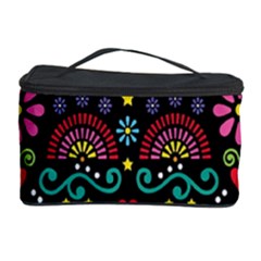 Mexican Folk Art Seamless Pattern Colorful Cosmetic Storage Case by Paksenen