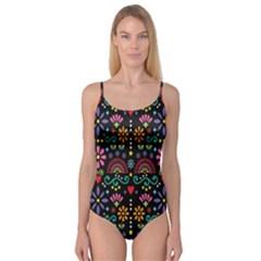 Mexican Folk Art Seamless Pattern Colorful Camisole Leotard 