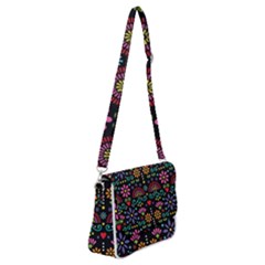 Mexican Folk Art Seamless Pattern Colorful Shoulder Bag With Back Zipper