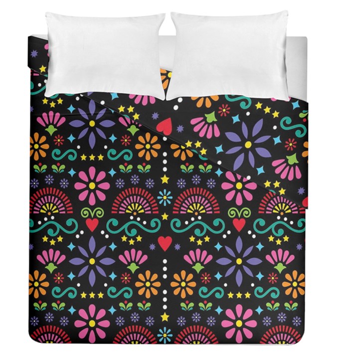 Mexican Folk Art Seamless Pattern Colorful Duvet Cover Double Side (Queen Size)