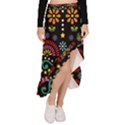 Mexican Folk Art Seamless Pattern Colorful Asymmetrical Ruffle Hem Skirt  View1