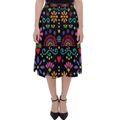 Mexican Folk Art Seamless Pattern Colorful Classic Midi Skirt