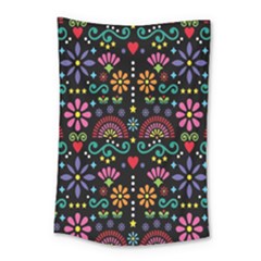 Mexican Folk Art Seamless Pattern Colorful Small Tapestry