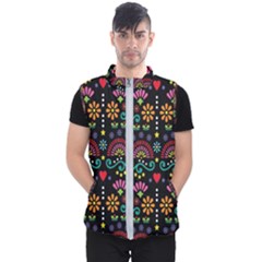 Mexican Folk Art Seamless Pattern Colorful Men s Puffer Vest