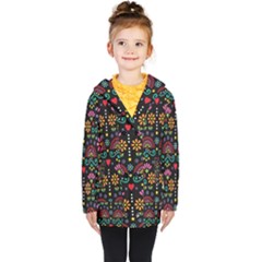 Mexican Folk Art Seamless Pattern Colorful Kids  Double Breasted Button Coat