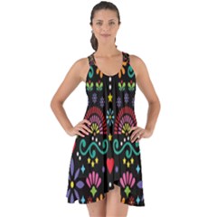 Mexican Folk Art Seamless Pattern Colorful Show Some Back Chiffon Dress