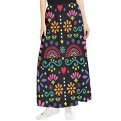 Mexican Folk Art Seamless Pattern Colorful Maxi Chiffon Skirt