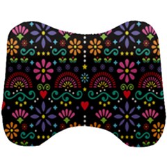 Mexican Folk Art Seamless Pattern Colorful Head Support Cushion