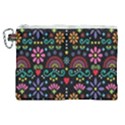 Mexican Folk Art Seamless Pattern Colorful Canvas Cosmetic Bag (XL) View1