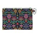 Mexican Folk Art Seamless Pattern Colorful Canvas Cosmetic Bag (XL) View2