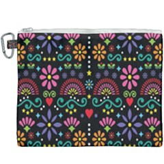 Mexican Folk Art Seamless Pattern Colorful Canvas Cosmetic Bag (xxxl)