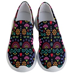 Mexican Folk Art Seamless Pattern Colorful Women s Lightweight Slip Ons