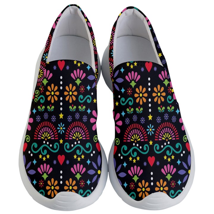 Mexican Folk Art Seamless Pattern Colorful Women s Lightweight Slip Ons