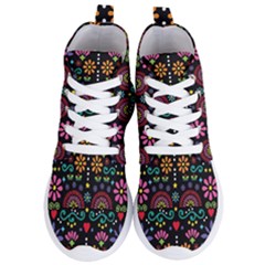 Mexican Folk Art Seamless Pattern Colorful Women s Lightweight High Top Sneakers