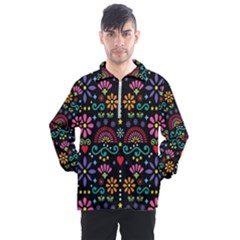 Mexican Folk Art Seamless Pattern Colorful Men s Half Zip Pullover