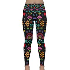 Mexican Folk Art Seamless Pattern Colorful Lightweight Velour Classic Yoga Leggings by Paksenen