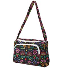 Mexican Folk Art Seamless Pattern Colorful Front Pocket Crossbody Bag by Paksenen